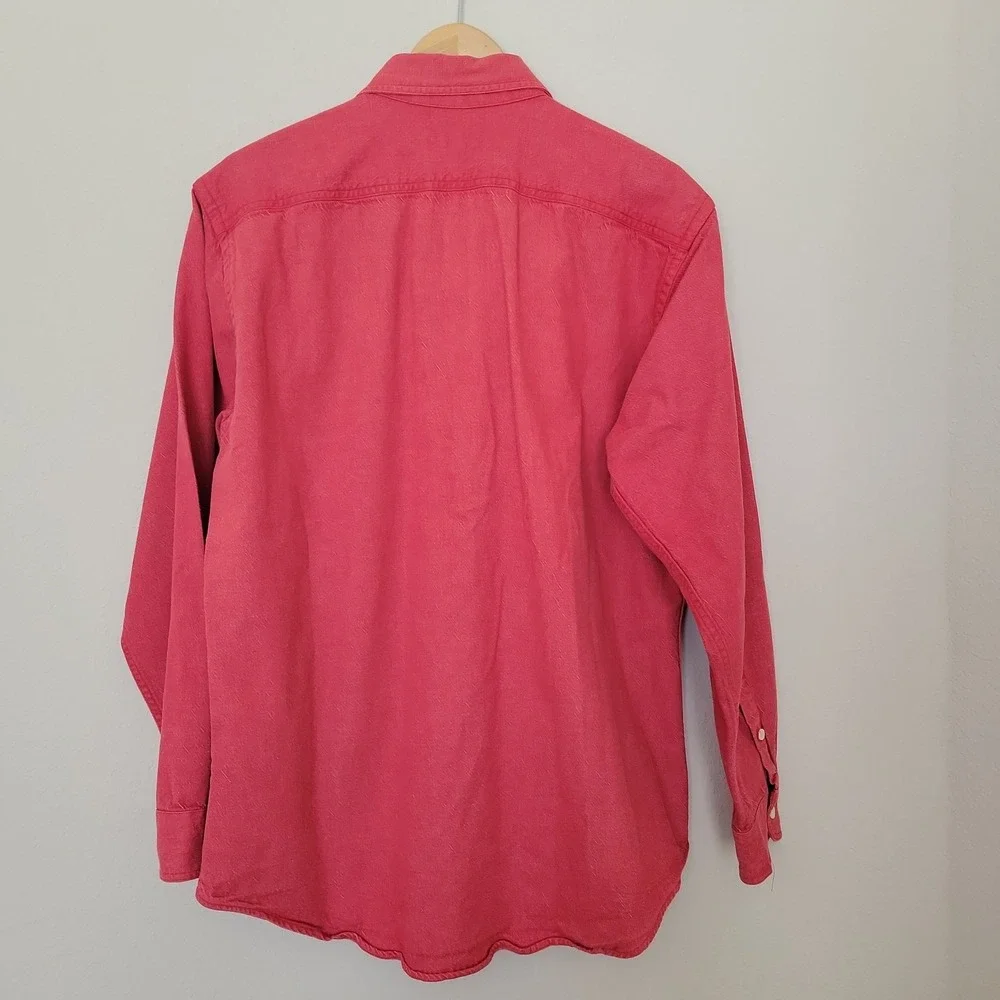 Vtg J Crew Oarsman Oxford Button Down Mens Shirt Sz L Red Heavy Cotton USA 90s